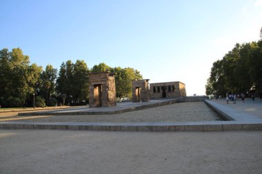 Madrid, İspanya 'daki Debod Tapınağı manzarası