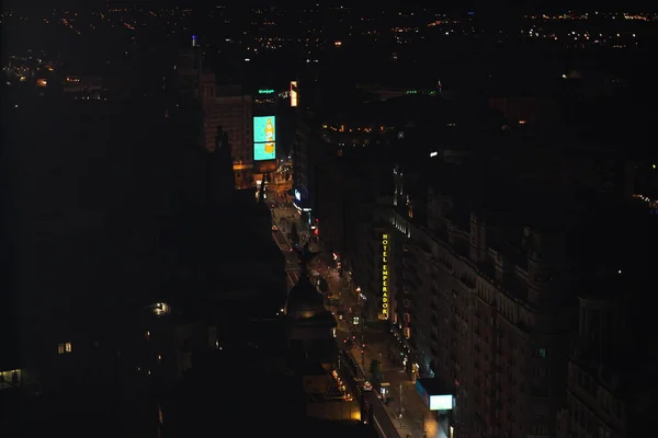 Madrid España Agosto 2020 Vista Nocturna Gran Vía Madrid — Foto de Stock