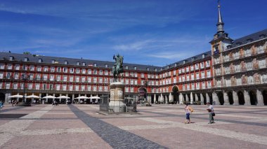 Madrid, İspanya, 17 Ağustos 2020: Madrid 'in ana meydanı