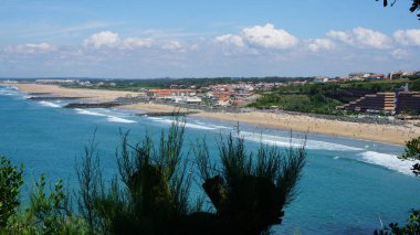 Aquitaine, Fransa, 27 Haziran 2020: Biarritz plajı manzarası