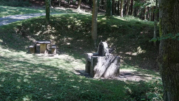 乌尔基亚自然公园的烧烤和野餐桌 — 图库照片