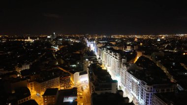 Madrid, İspanya, 27 Ağustos 2020: Madrid gece manzarası