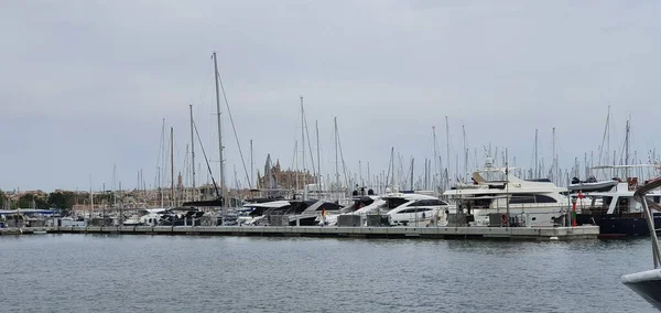 Palma Mallorca Balearic Islands Spain August 2020 Boats Moored Marina — стоковое фото