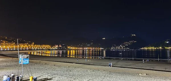 Donostia San Sebastian Pais Vasco Septembre 2020 Paysage Nocturne Plage — Photo