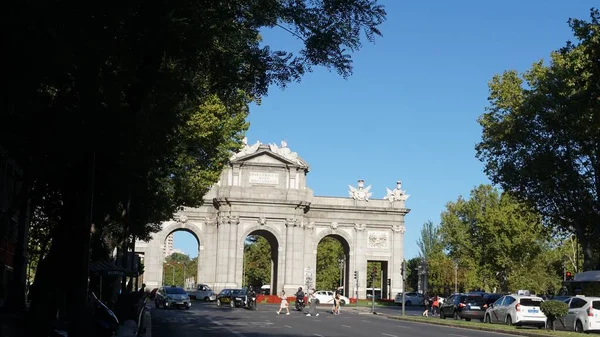 Madrid Spanje September 2020 Landschap Puerta Alcala Madrid Tijdens Covid — Stockfoto
