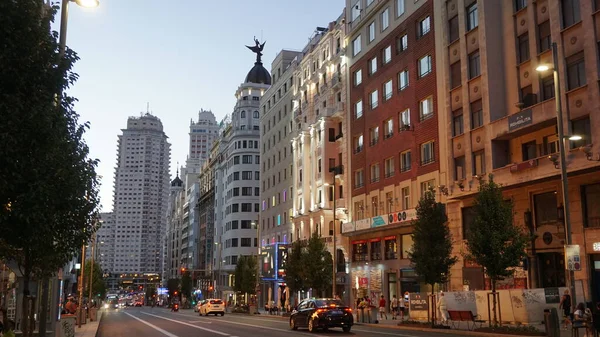 Мадрид Испания Сентября 2020 Года Ландшафт Гран Виа Мадриде Время — стоковое фото