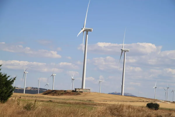 Energia Verde Turbinas Eólicas Que Geram Eletricidade — Fotografia de Stock