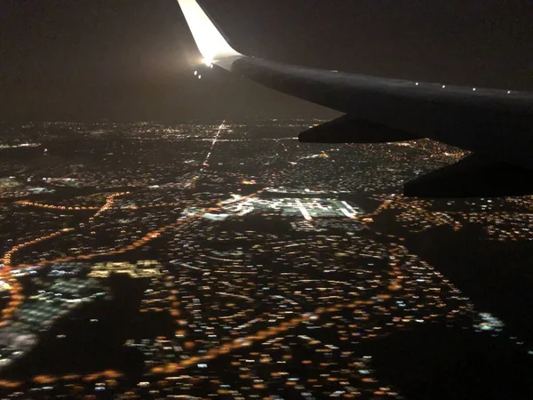 Ντένβερ Νυχτερινό Τοπίο Από Ένα Αεροπλάνο — Φωτογραφία Αρχείου