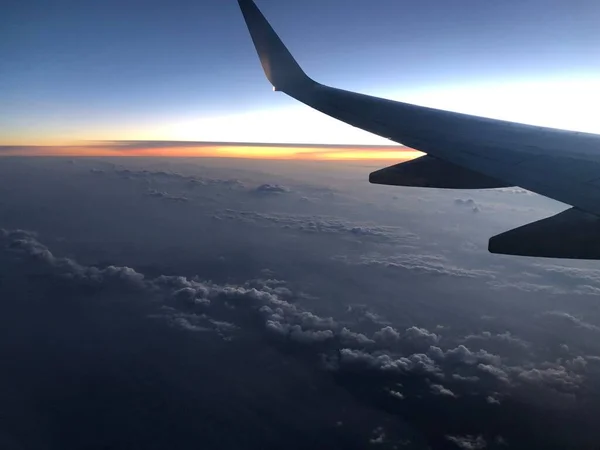 Dallas Stany Zjednoczone Września 2020 Krajobraz Zachodu Słońca Skrzydłem Samolotu — Zdjęcie stockowe
