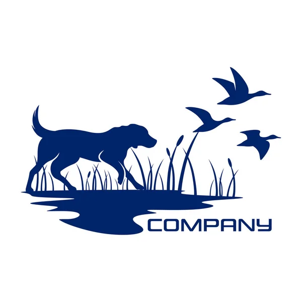 Sylwetka Psa Kaczka Logo — Wektor stockowy