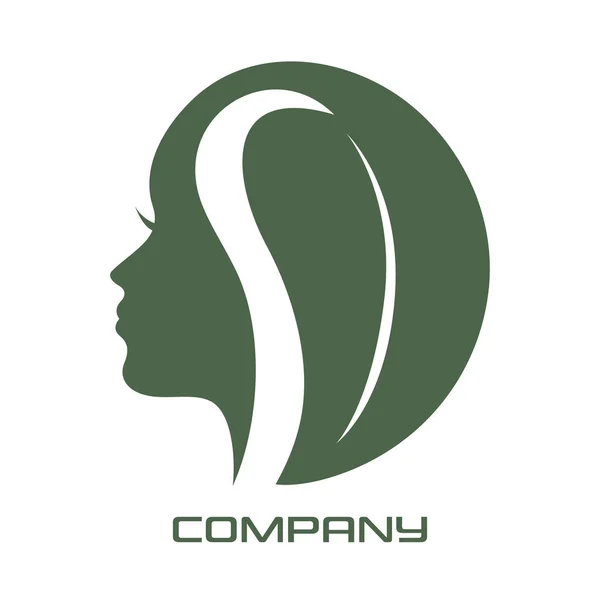 Beautiful Woman Face Leaf Logo — стоковый вектор