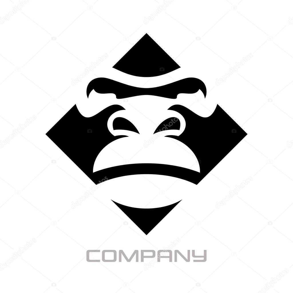 Modern gorilla in the square of the logo