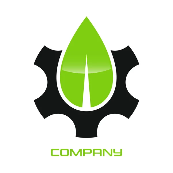 Feuille Verte Engrenages Logo — Image vectorielle