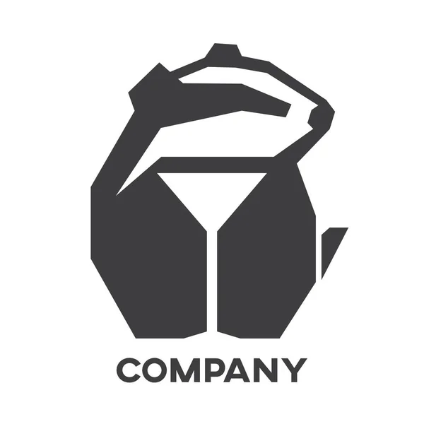 Modern Grävling Och Bar Logotyp — Stock vektor
