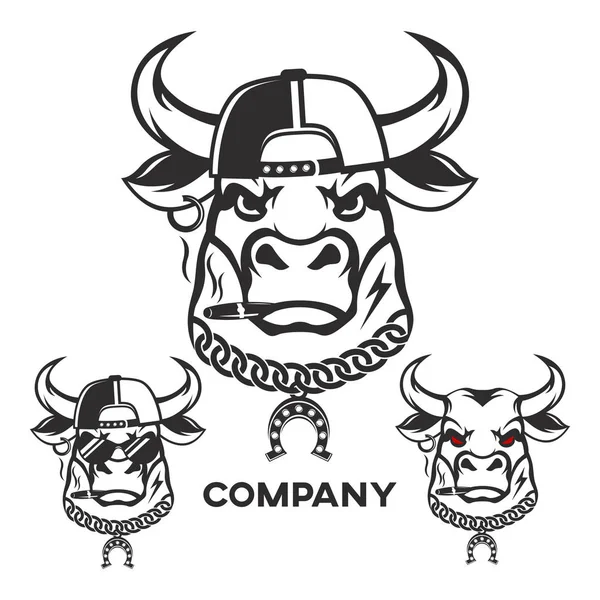 Logotipo Cabeça Touro Mal — Vetor de Stock