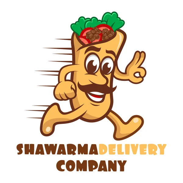Zeichentrickfigur Shawarma Logo — Stockvektor
