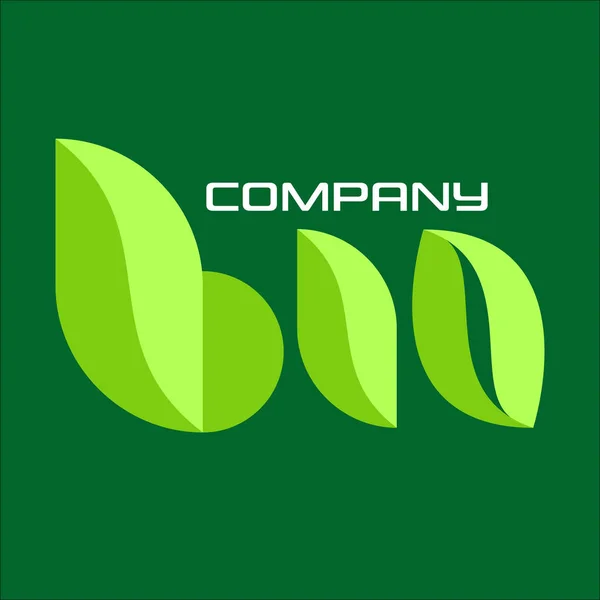 Bio Texto Folhas Logotipo — Vetor de Stock