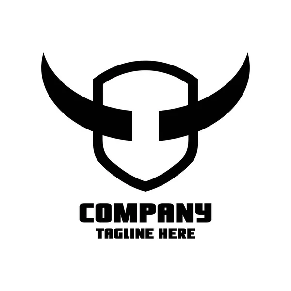 Cornes Taureau Dans Bouclier Logo Lettre — Image vectorielle