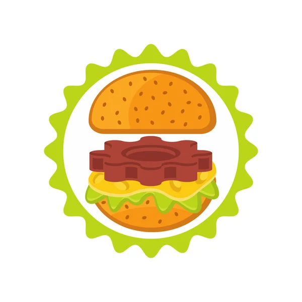 Hamburger Factory Logo Vector Illustration — Stock Vector