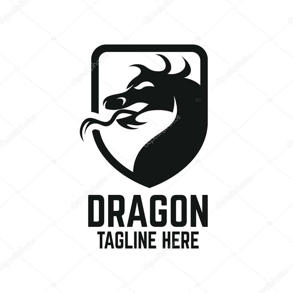 Modern dragon shield logo