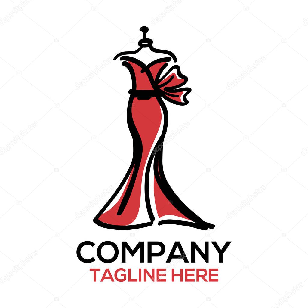 Fashion and dress design logo. Vector illustration.