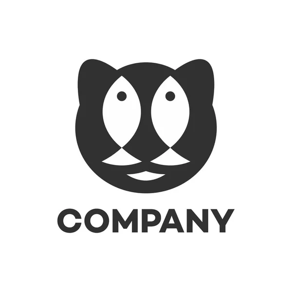 Nowoczesne Logo Czarny Kot Ryba — Wektor stockowy