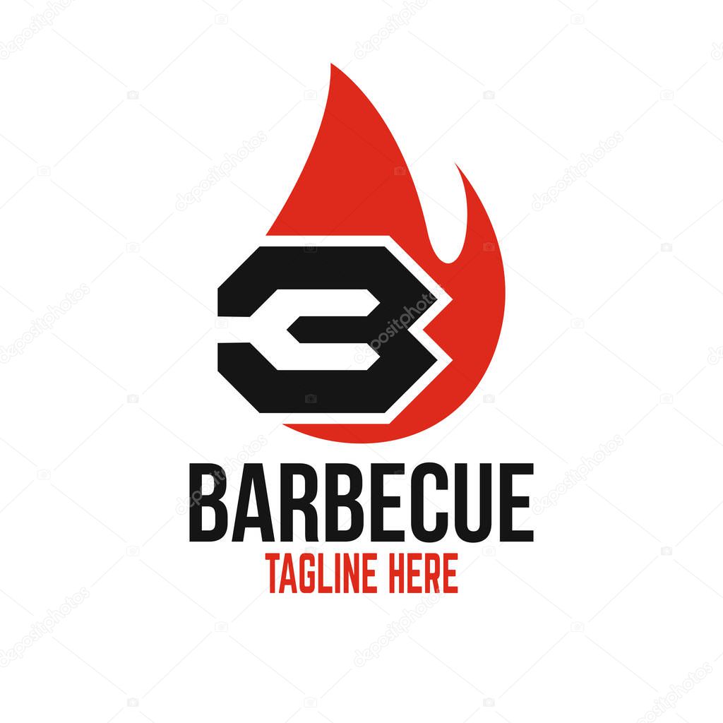 Modern barbecue and the letter B logo