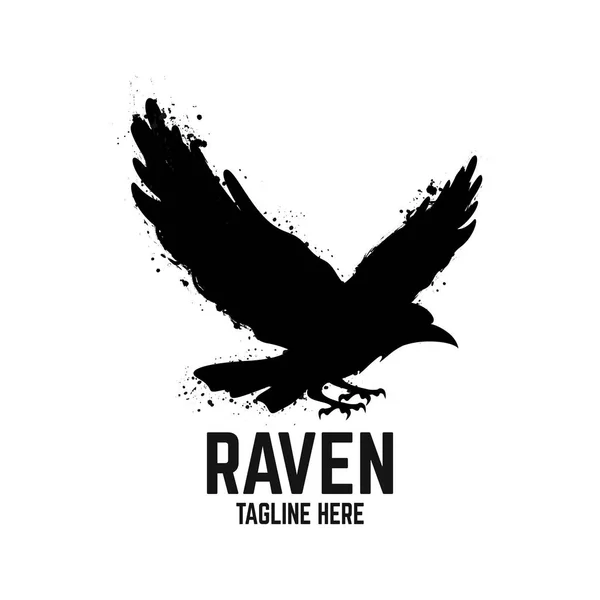 Modern Black Raven Logo Vector — Stock Vector