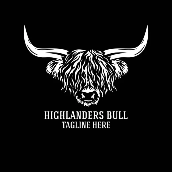 Moderne Highlanders Stier Logo Vector Illustratie — Stockvector