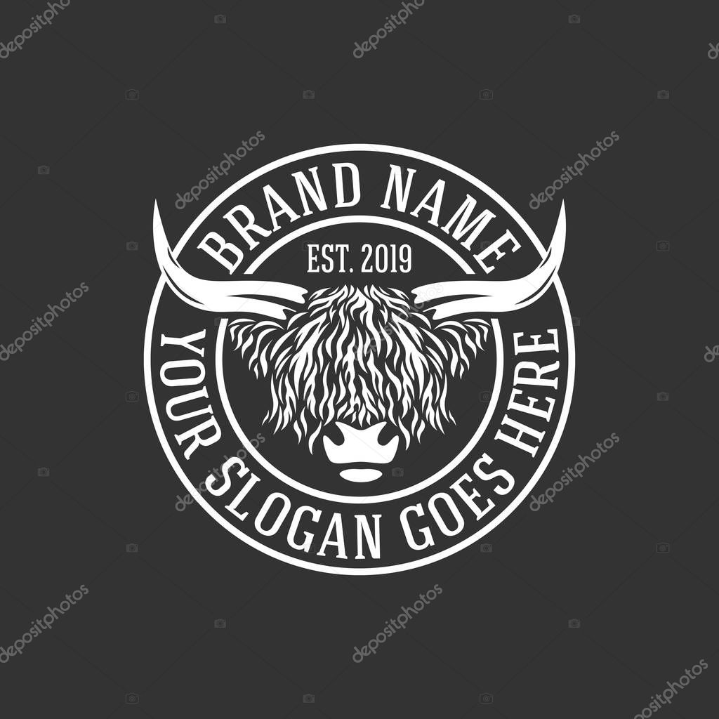 Modern highlanders bull logo. Vector