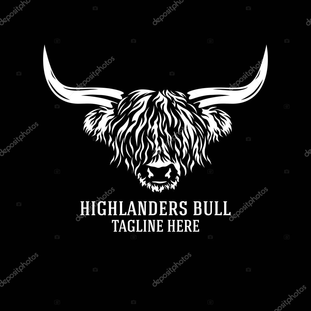 Modern highlanders bull logo. Vector illustration.