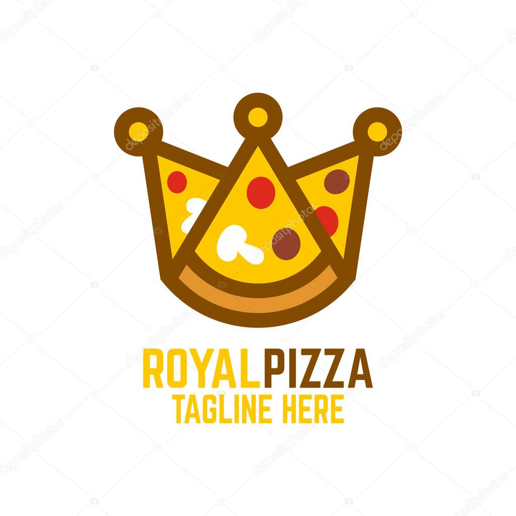 Modern pizza and crown. Vector illustration.