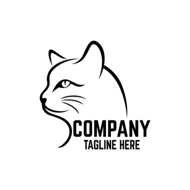 Modern, siyah bir kedinin basit bir logosudur. Vektör illüstrasyonu.