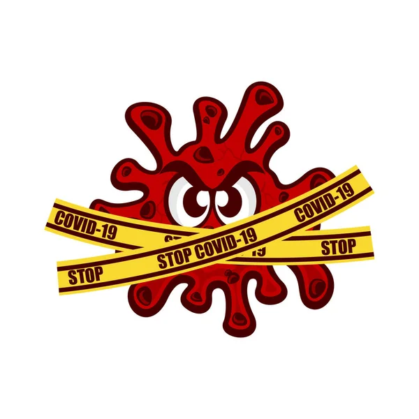 Moderno Logo Della Mascotte Covid Coronavirus Illustrazione Vettoriale — Vettoriale Stock