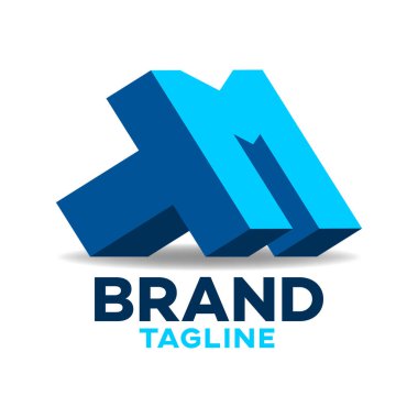 Modern harfler TM veya MT logosu. Vektör illüstrasyonu.