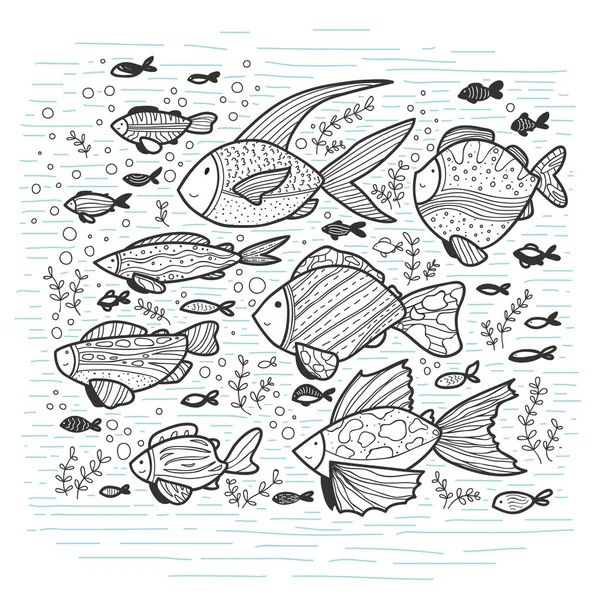 Бесшовный фон с фантастическими рыбами — стоковый вектор