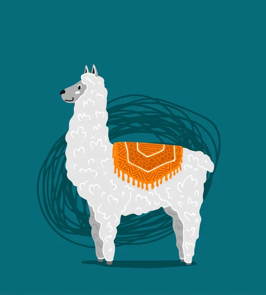 Lama Avec Des Cadeaux Sur Dos Pleine Face Carte Vœux — Image vectorielle
