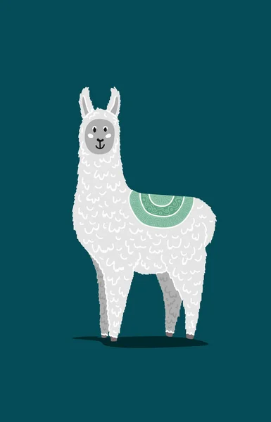 Lama Avec Des Cadeaux Sur Dos Pleine Face Carte Vœux — Image vectorielle