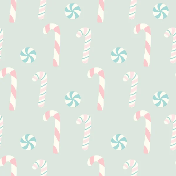 Modèle de couleur pâle de canne à bonbons de Noël sans couture vectorielle — Image vectorielle