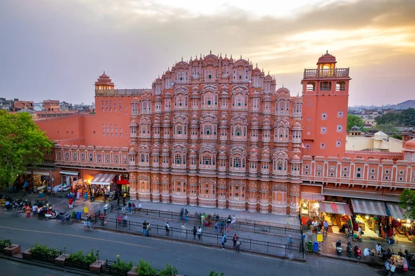 Hawa Mahal Βράδυ Τζαϊπούρ Ρατζαστάν Ινδία Ένα Μνημείο Παγκόσμιας Πολιτιστικής — Φωτογραφία Αρχείου