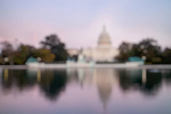 Out Focus United States Capitol Building Vue Bassin Réflexion Sur — Photo