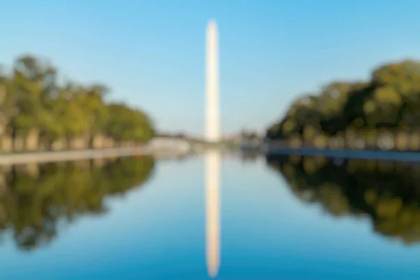 Out Focus Washington Monument Washington Eua Visto Piscina Reflectora — Fotografia de Stock