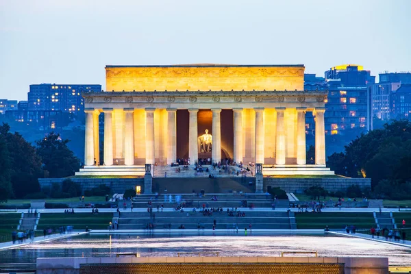 Lincoln Memorial Refletiu Sobre Piscina Reflexão Anoitecer Shopping Nacional Washington — Fotografia de Stock