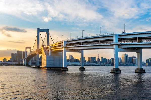 Widok Panoramy Tokio Zatokę Tokio Zachodzie Słońca Tokio Japonia — Zdjęcie stockowe