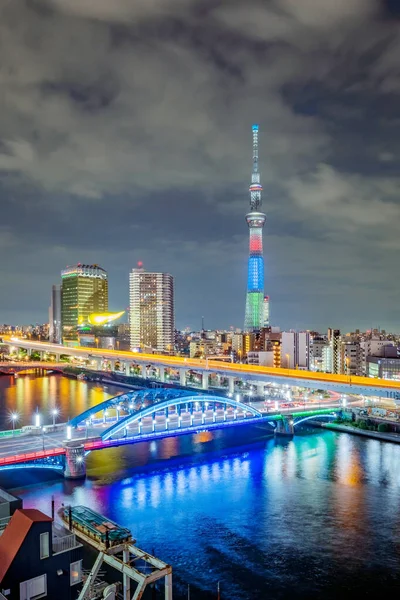 Peisajul Orașului Tokyo Vedere Panoramică Clădirea Birouri Râul Sumida Din — Fotografie, imagine de stoc