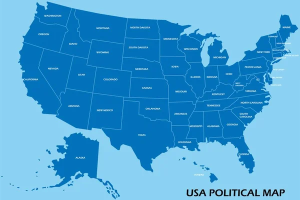 Vereinigte Staaten Von Amerika Politische Landkarte Teilen Nach Staaten Bunte — Stockvektor