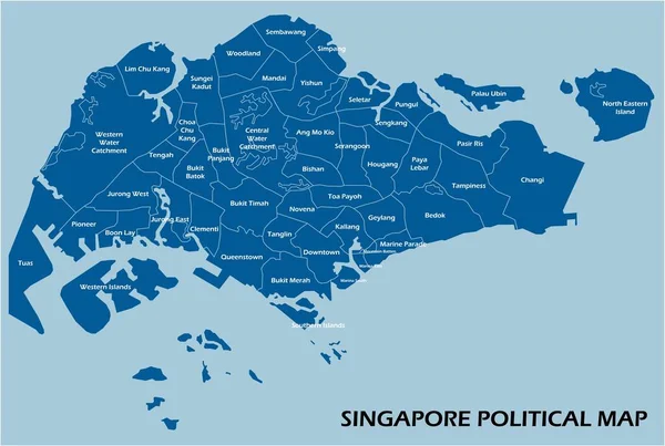 シンガポールの政治地図は州のカラフルなアウトラインシンプルスタイルで分割 — ストックベクタ