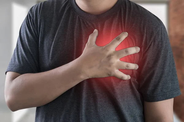 Penyakit Dada Pria Menderita Serangan Jantung — Stok Foto