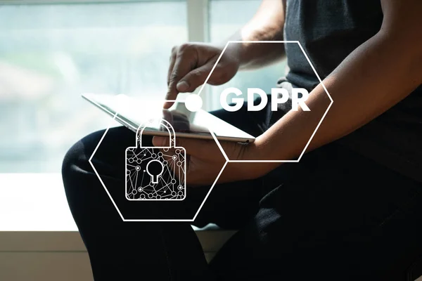 Rgpd Reglamento Protección Datos Tecnólogo Informático Sistema Seguridad Datos Protección — Foto de Stock