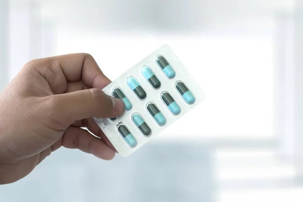 Health Care Holding Drugstore Pack Birth Control Pills Pharmacy Drugstore — Stock Photo, Image